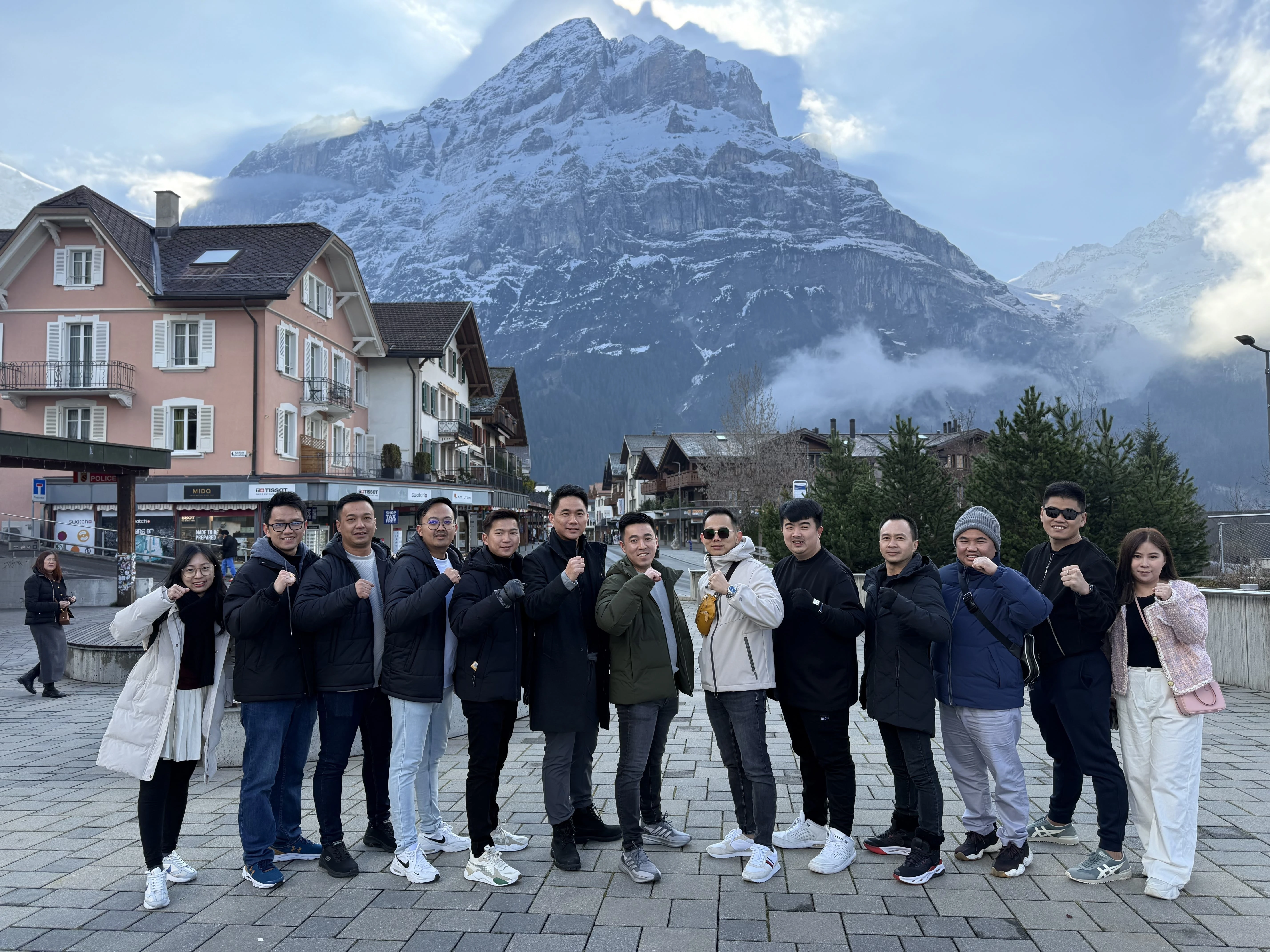 Team in mountain town